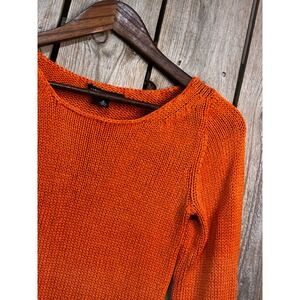 Banana Republic 100% Silk Orange Chunky Knit Scoop Neck Sweater Womens Medium